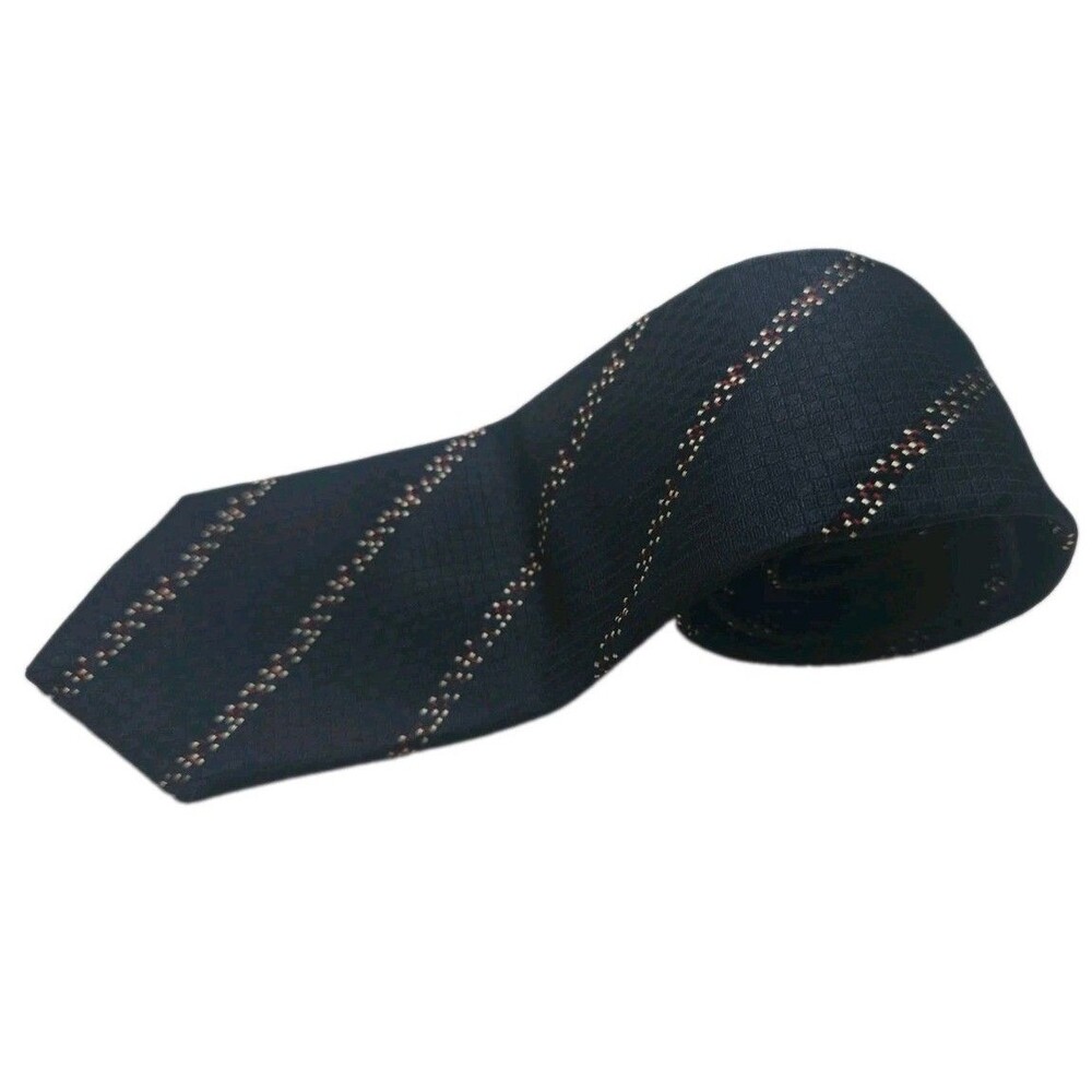 Vintage Givenchy Men's Woven Silk Navy Red White Striped Pointed Tie 1 Piece